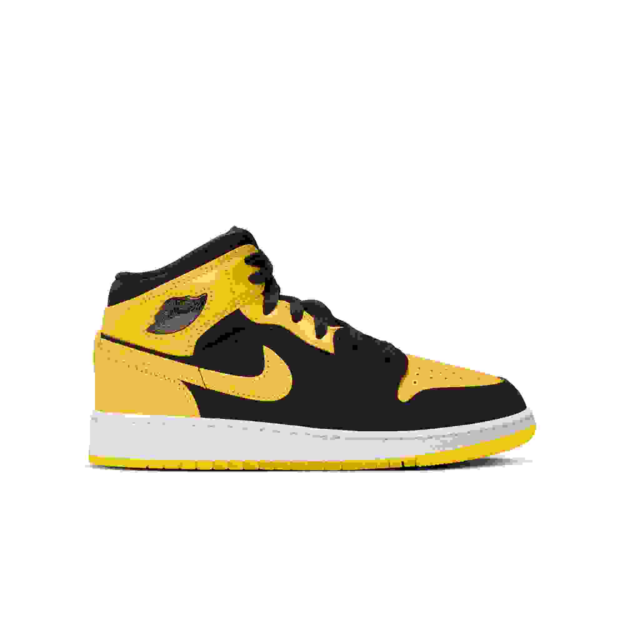 Jordan 1 Mid SE Grade School Boys' "Black/Varsity Maize/White" Shoe